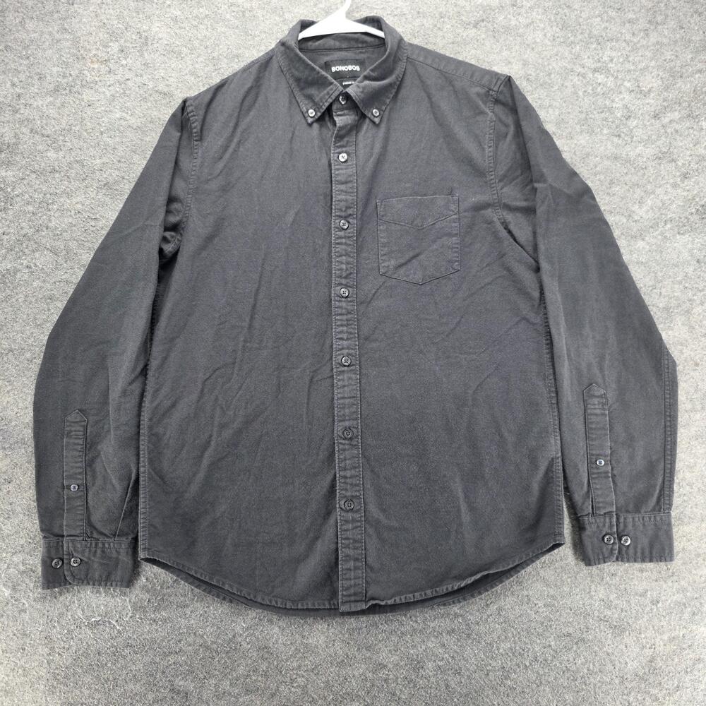 Bonobos Shirt Mens M Black Long Sleeve Button Up Cotton Regular Fit Pockets